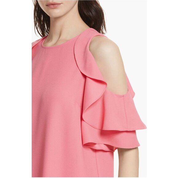 Kate Spade Cold Shoulder Shift Dress Petunia Pink Coral‎ Size Large Summer Party - Picture 3 of 12